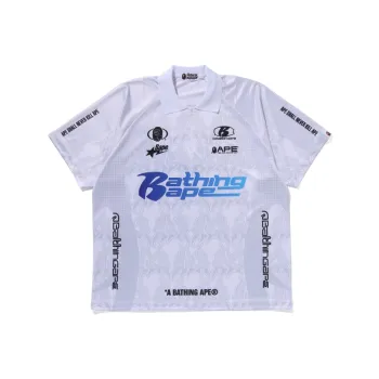 A BATHING APE Flame Pattern Overall Print Half Zip Relax Fit Polo Shirt