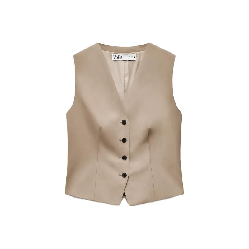 ZARA Tank Tops Women's Tan-0
