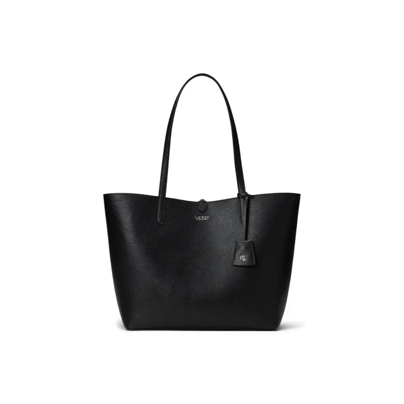 Ralph Lauren Synthetic Leather Tote Bag, Shopping Bag, Shoulder Bag Large Size Women's Black & Stripes-1