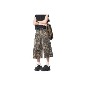 RAMPAGE Denim Shorts Unisex Leopard Print