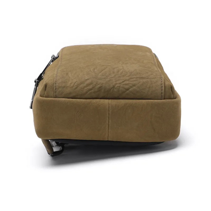 ELLE HOMME Cow Head Split Leather Sling Bag Regular Men's Khaki-4