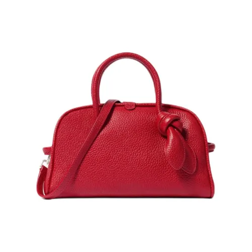 Jacquemus Grain Leather Bowling Bag, Shoulder Bag, Handbag Small Size Women's Red