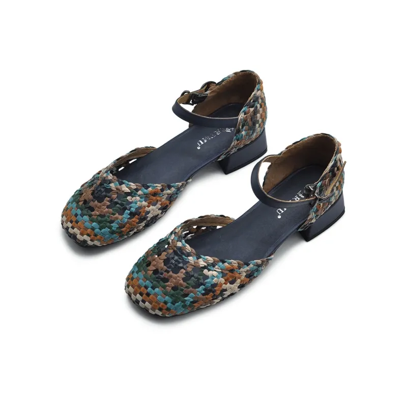 ARTMU Chunky Heel High Heels Women's Blue-4