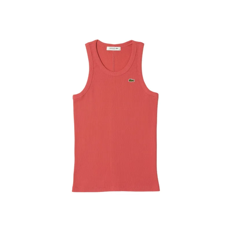 LACOSTE Logo-appliqué Ribbed Tank Top-0