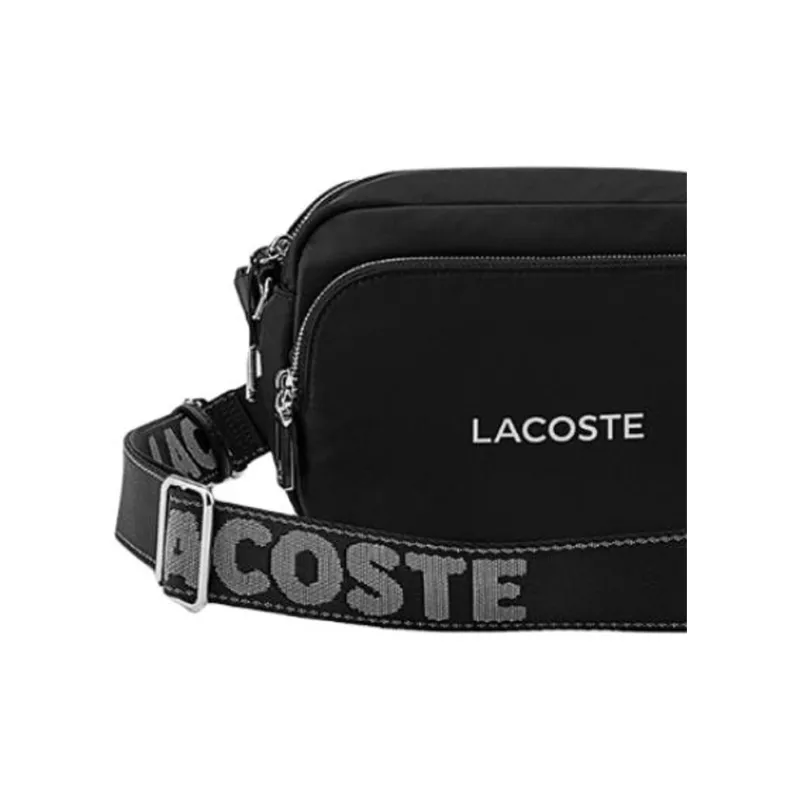 LACOSTE Fabric Shoulder Bag Crossbody Bag Unisex Black-4