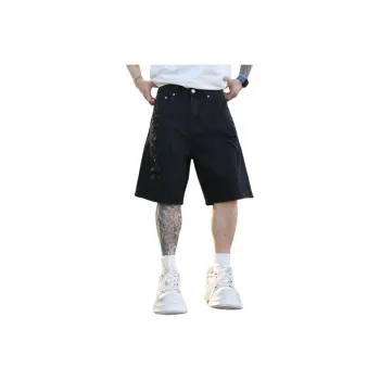 SONGS ALONG Denim Shorts Unisex Black Ripped
