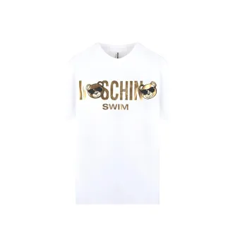 MOSCHINO Panda Logo Short Sleeve T shirt White