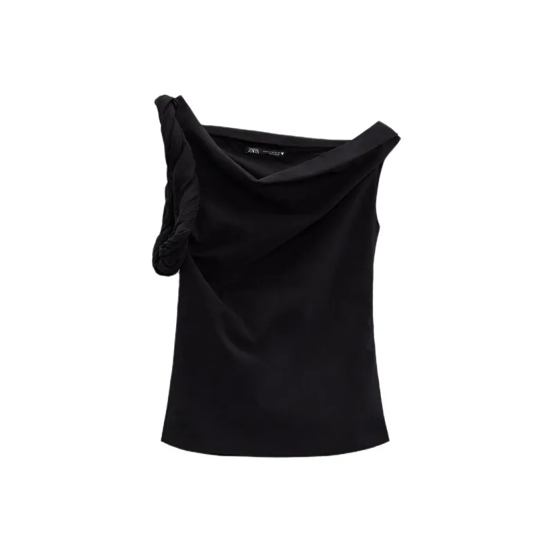 ZARA Tank Tops Women's Black-0