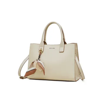 PIERRE CARDIN Split Cow Leather Handbag, Shoulder Bag, Crossbody Bag Regular Women's Blue/Beige/Milk Tea