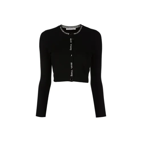 Alexander Wang Logo Tape Cropped Cardigan Black/White