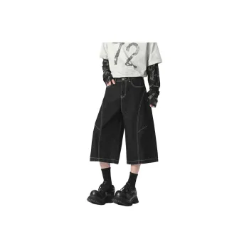 Lulifama Fashion Denim Shorts Unisex Classic Original Denim Black Shades