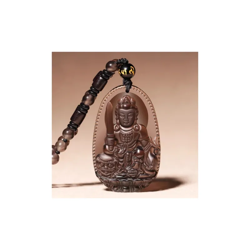 EADDA JEWELRY Natural Obsidian Necklaces Unisex-4