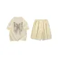 Set (Apricot Short-Sleeved+Light Khaki Shorts)