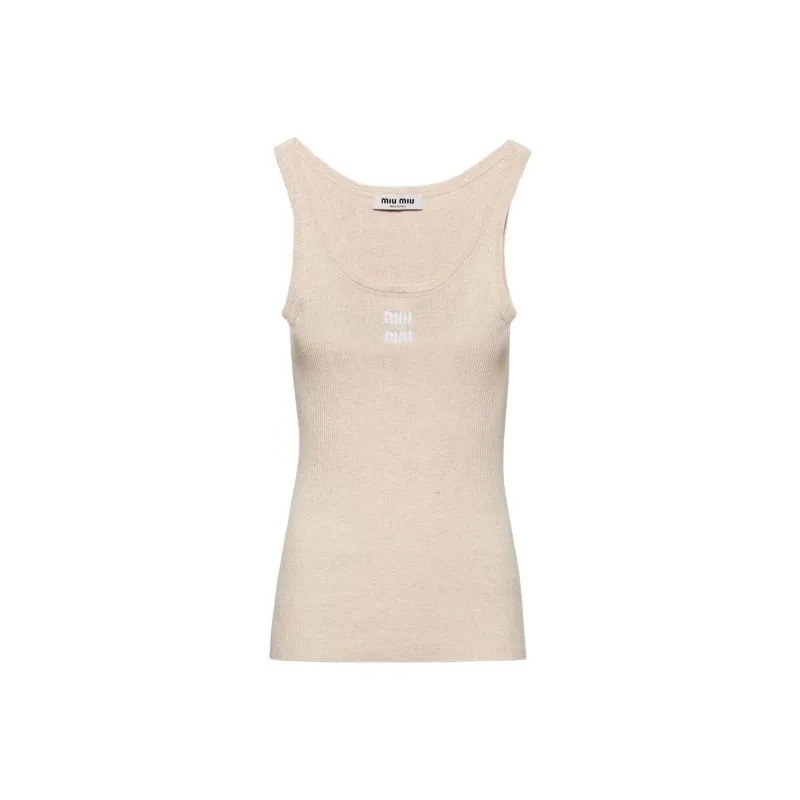 MIU MIU Tank Tops Women's Beige-0