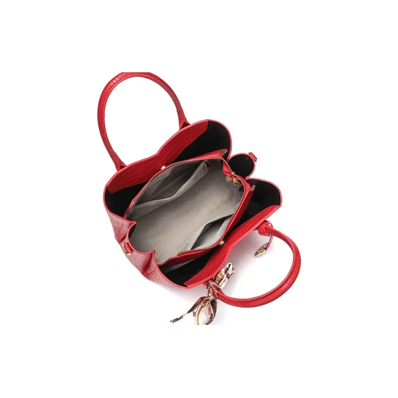 CLEVER& KETCH PU Tote Shoulder Bag, Crossbody Bag, Handbag Women's Red-6