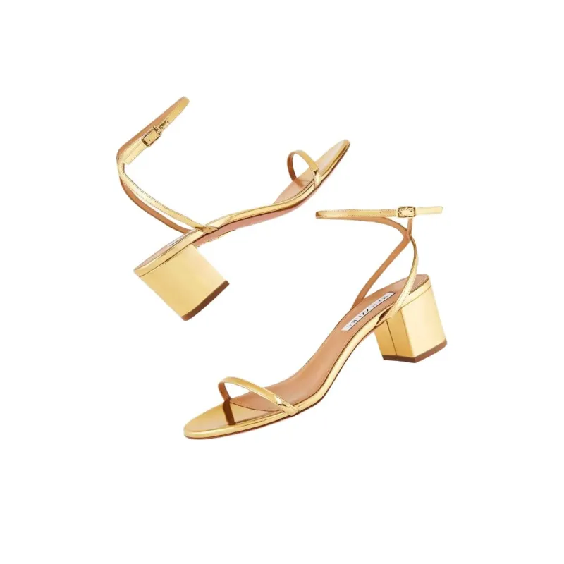 AQUAZZURA Olie One Strap Sandals 5cm Women's Gold-3