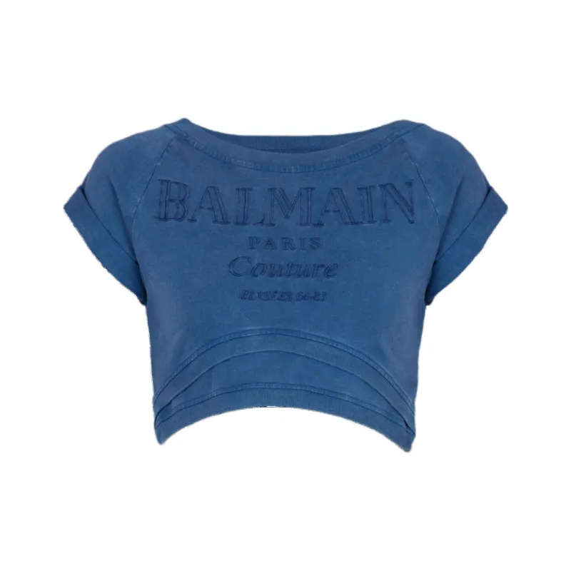 BALMAIN Cotton Cropped T shirt-0