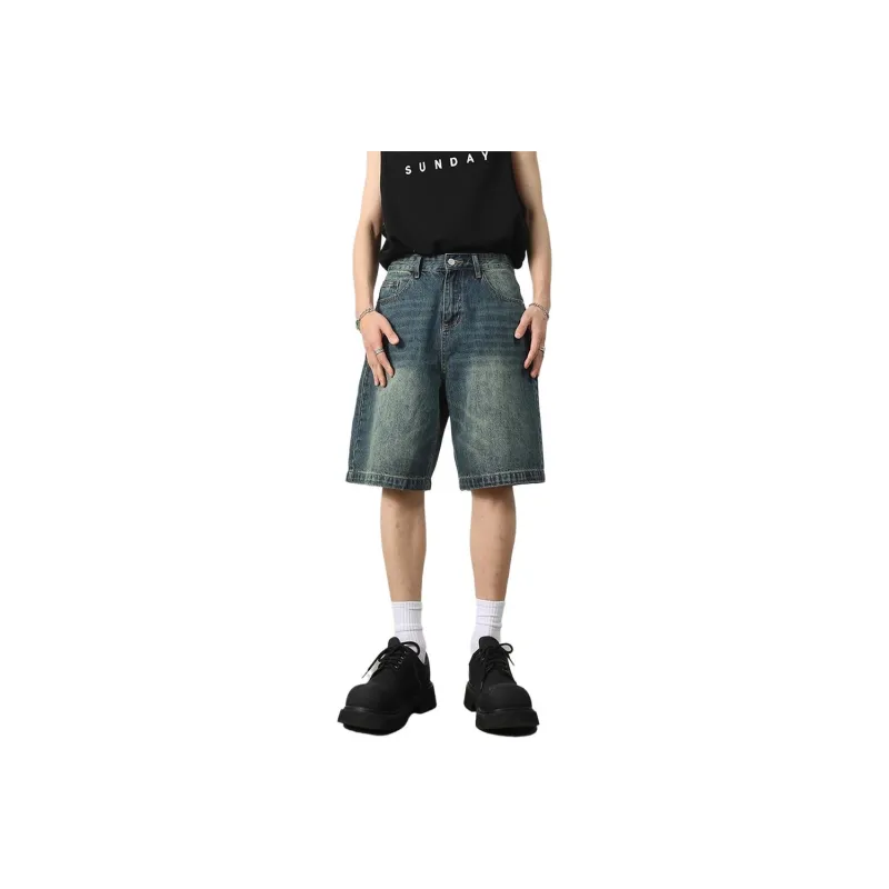 KVIV Denim Shorts Men's Vintage Blue -0