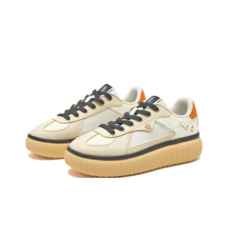 QIAODAN Dry Lightweight And Breathable Low Top Skateboard Shoes Women's White Beige-2