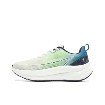 QIAODAN Cushioning, Breathable, Lightweight Low Top Casual Running Shoes Men's White Green Blue