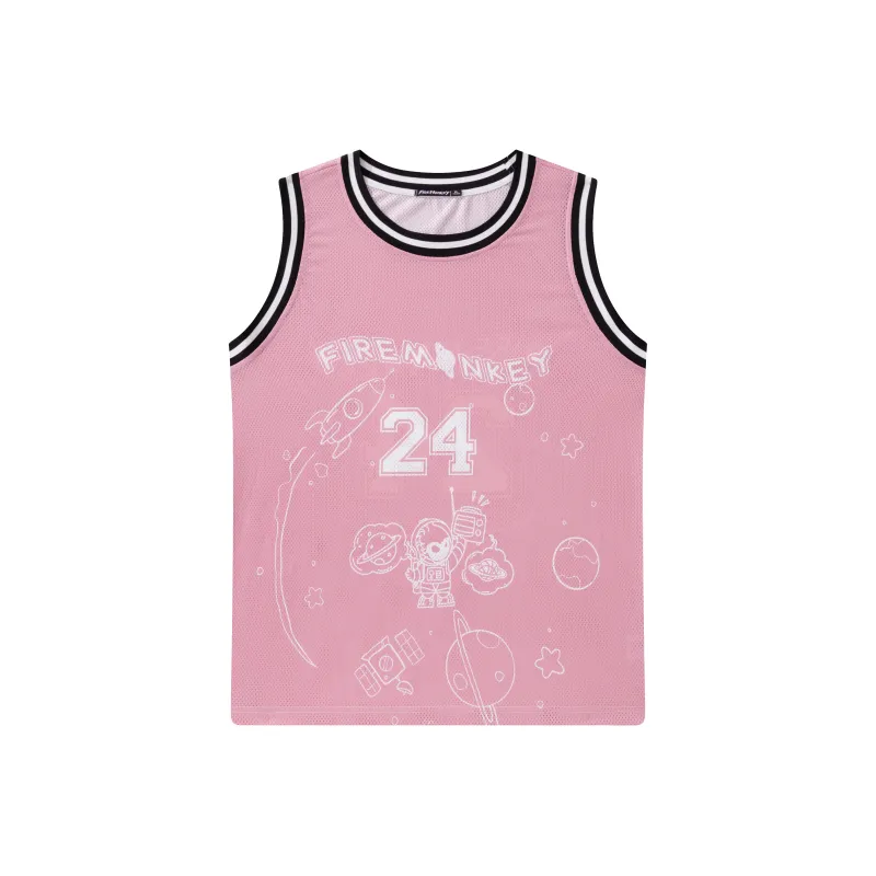 FireMonkey Basketball Jerseys Unisex Pink-0