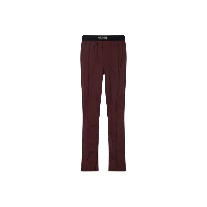 TOM FORD Logo waistband Silk Pajama Bottoms-0