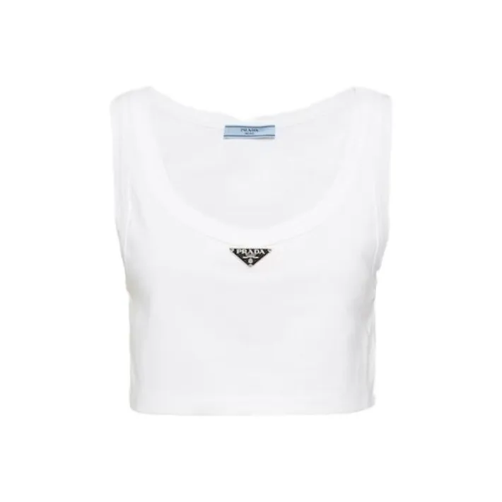 PRADA Triangle logo Crop Top-0