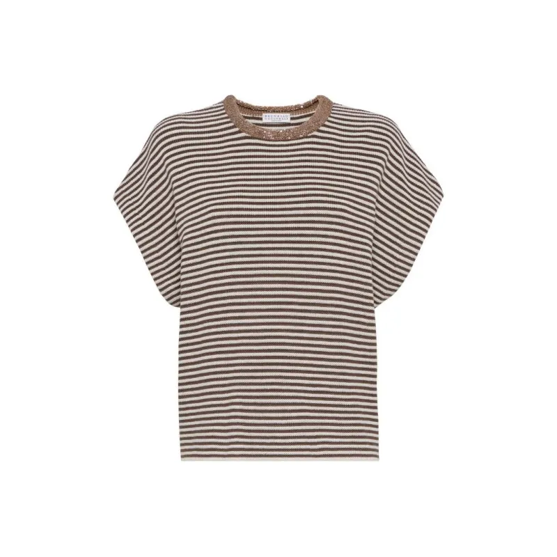 Brunello Cucinelli Striped Knit Top-0
