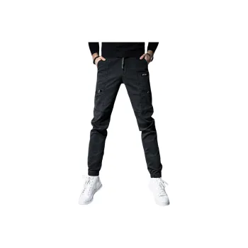 Devanro Casual Pants Men's Black Gray Color