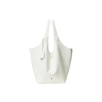 Polo Ralph Lauren Cow Leather Tote Bag, Shopping Bag, Shoulder Bag Large Size Women's Paper White