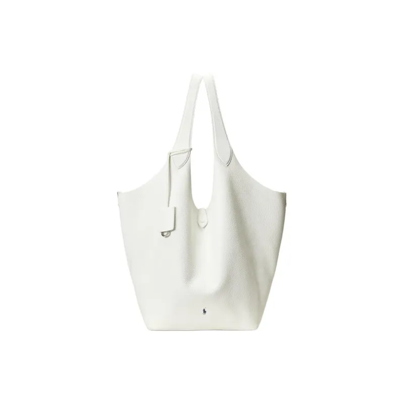 Polo Ralph Lauren Cow Leather Tote Bag, Shopping Bag, Shoulder Bag Large Size Women's Paper White-0