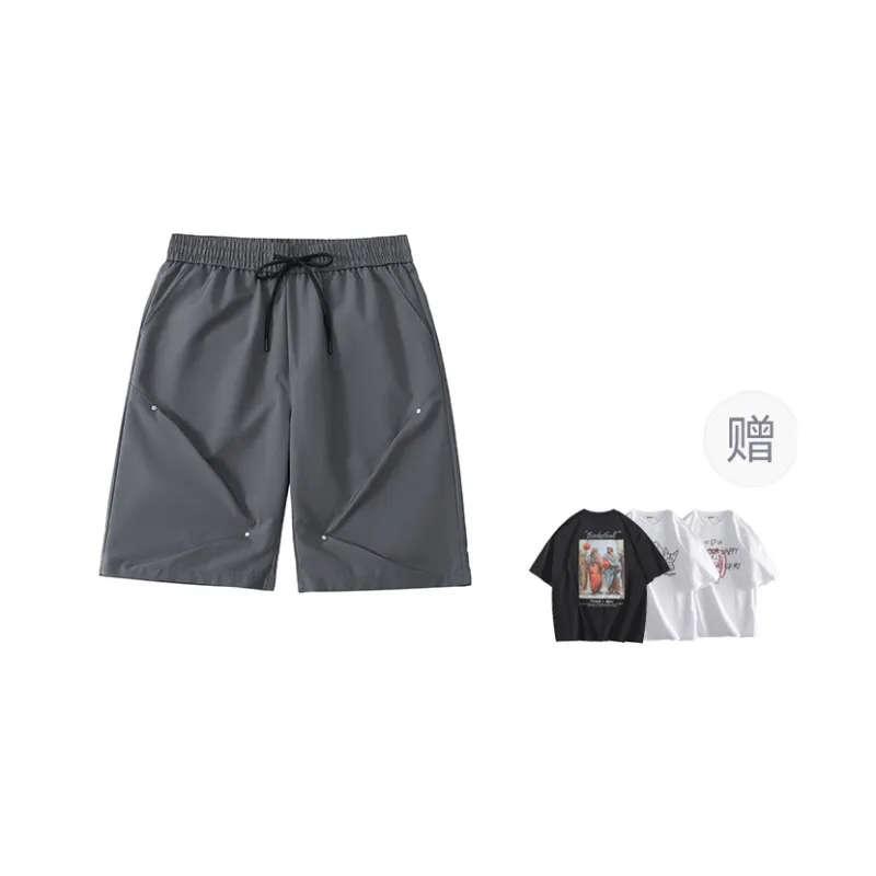 BRUMAIRE Cargo Shorts Unisex Light Gray Comes With A Random T Shirt-4