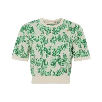 RECTO Crop Tops Women's Beige Yellow/Green