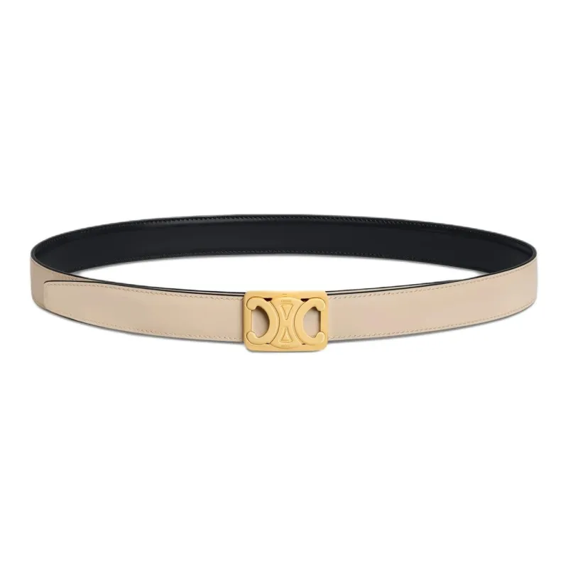CELINE Calfskin Leather Belts Women's Black -1