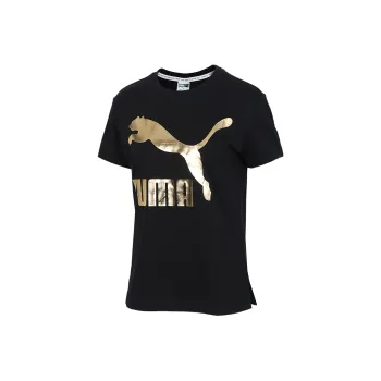 PUMA Set in Sleeve T Shirt Women's Black Gold