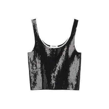 Sandro Sequin Cropped Tank Top