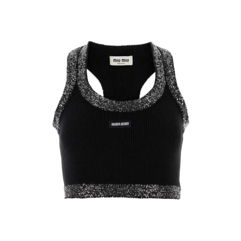 MIU MIU Tank Tops Women's Black-0