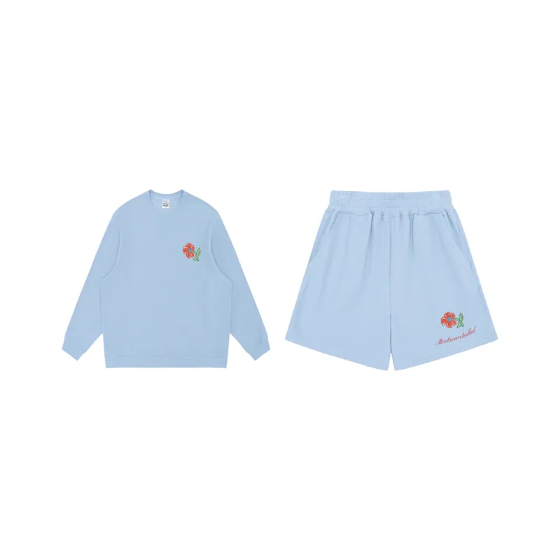 MostwantedLab Vintage Flower Sweatshirt Sets Unisex-3