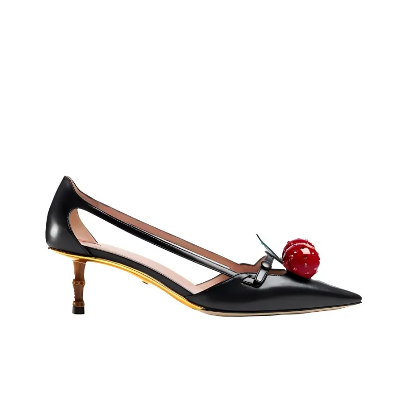 GUCCI Leather Cherry Pumps-1