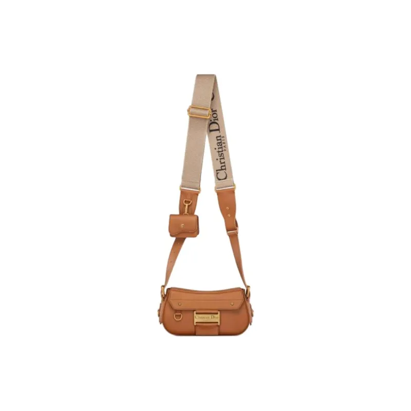DIOR Calfskin Shoulder Bag Small Size Women's Brown-2