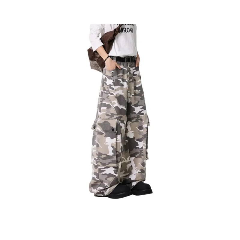 DAND Casual Pants Unisex White Gray Camouflage-0