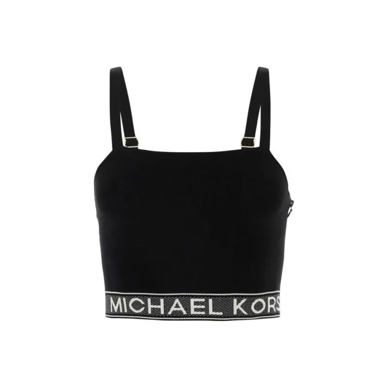 MICHAEL KORS Logo Tape Stretch Knit Tank Top-0