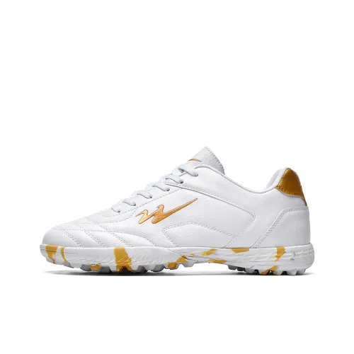 Binary TF Rubber Broken Studs Slip Resistant, Abrasion Resistant, Lightweight Soccer Shoes Unisex White Gold