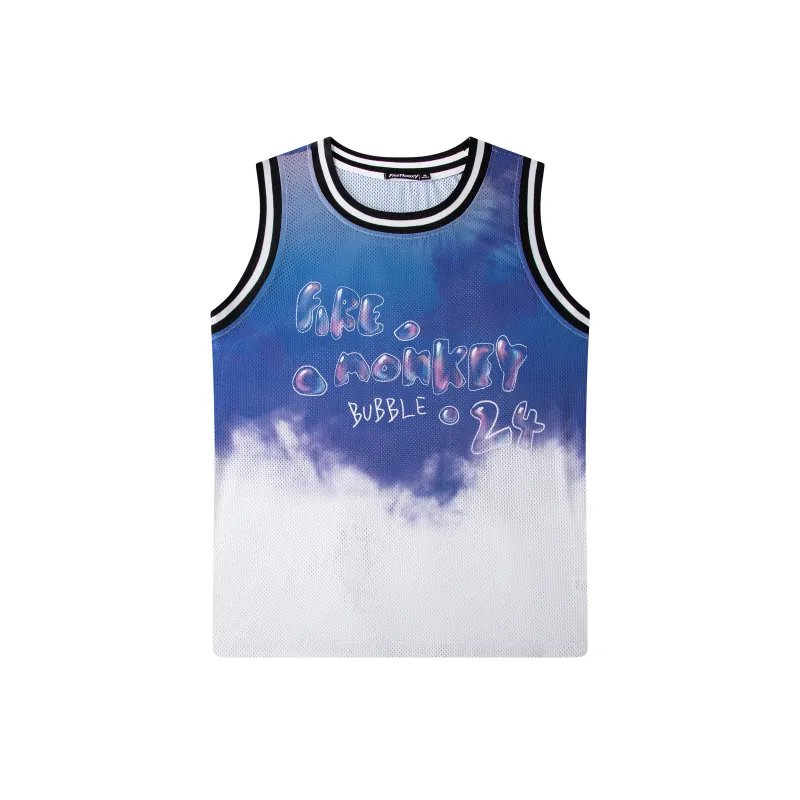 FireMonkey Basketball Jerseys Unisex White Blue-0