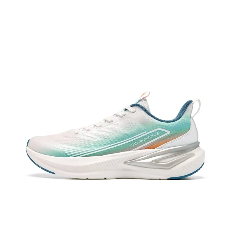 QIAODAN Cushioning, Slip Resistant, And Breathable Low Top Casual Running Shoes Men's White-0