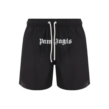 PALM ANGELS Logo Printed Drawstring Swim Shorts