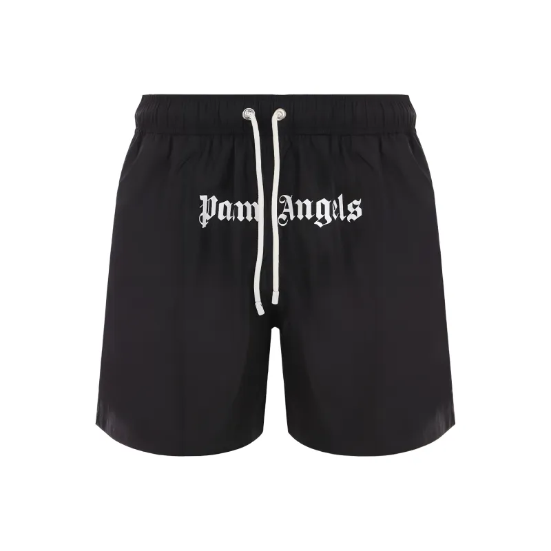PALM ANGELS Logo Printed Drawstring Swim Shorts-0