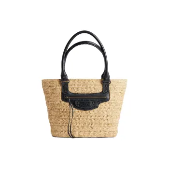 Balenciaga Le City Raffia Tote Bag, Shopping Bag, Handbag Small Size Women's Natural