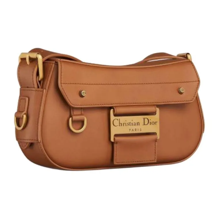 DIOR Calfskin Shoulder Bag Small Size Women's Brown-3