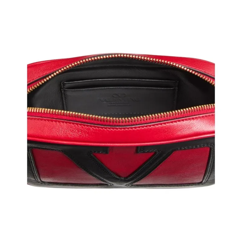 Valentino Sheepskin Fanny Pack, Shoulder Bag Trumpets Women's Red & Black-4